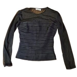 Flora Nikrooz Black Sheer Long Sleeve Fitted Top!